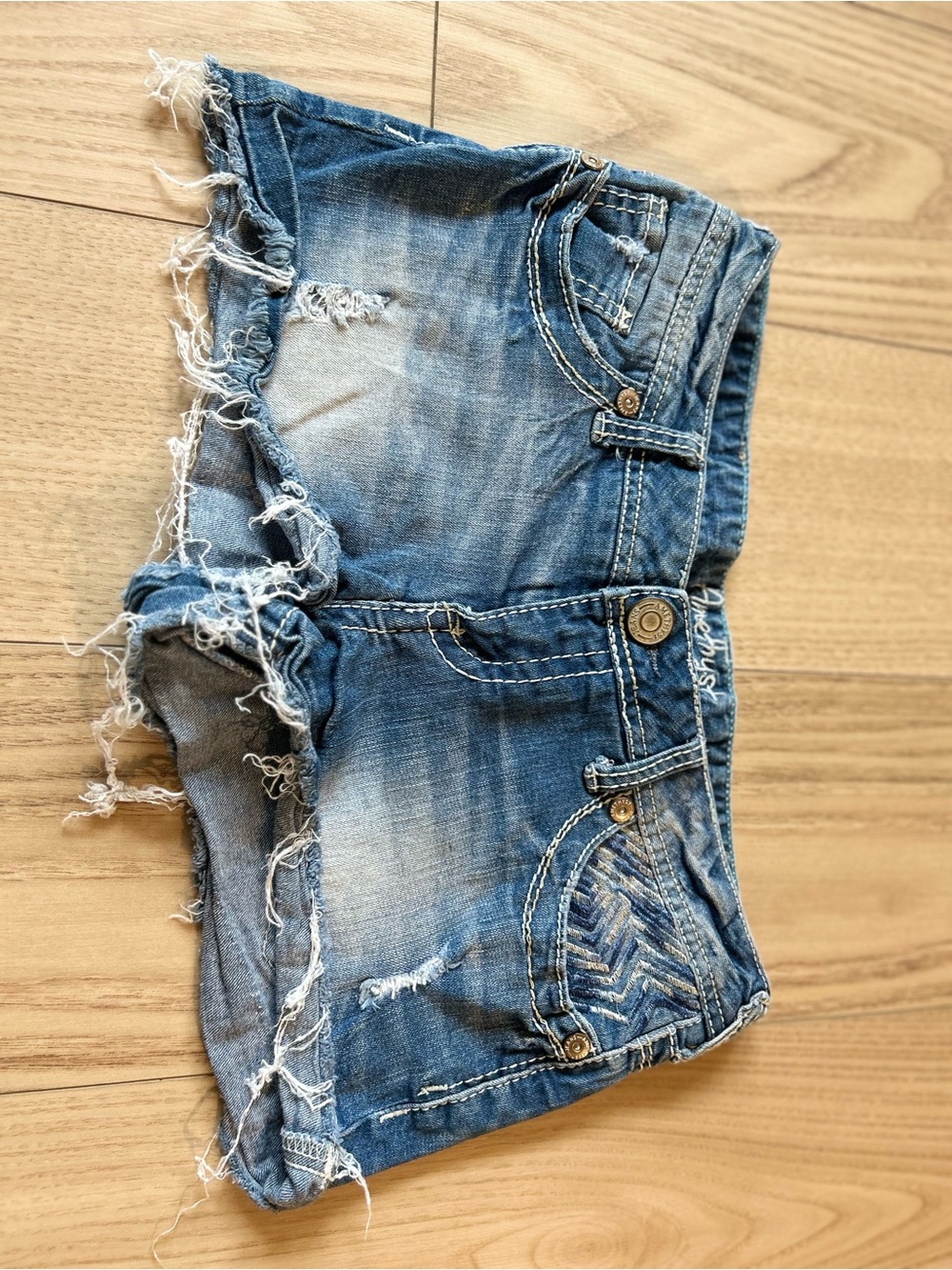 Amethyst Jeans Distressed Blue Denim Cutoff Shorts